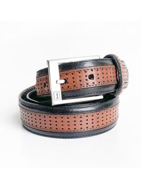 PGA Tour Leather Perforated Belt Golf Brown Black